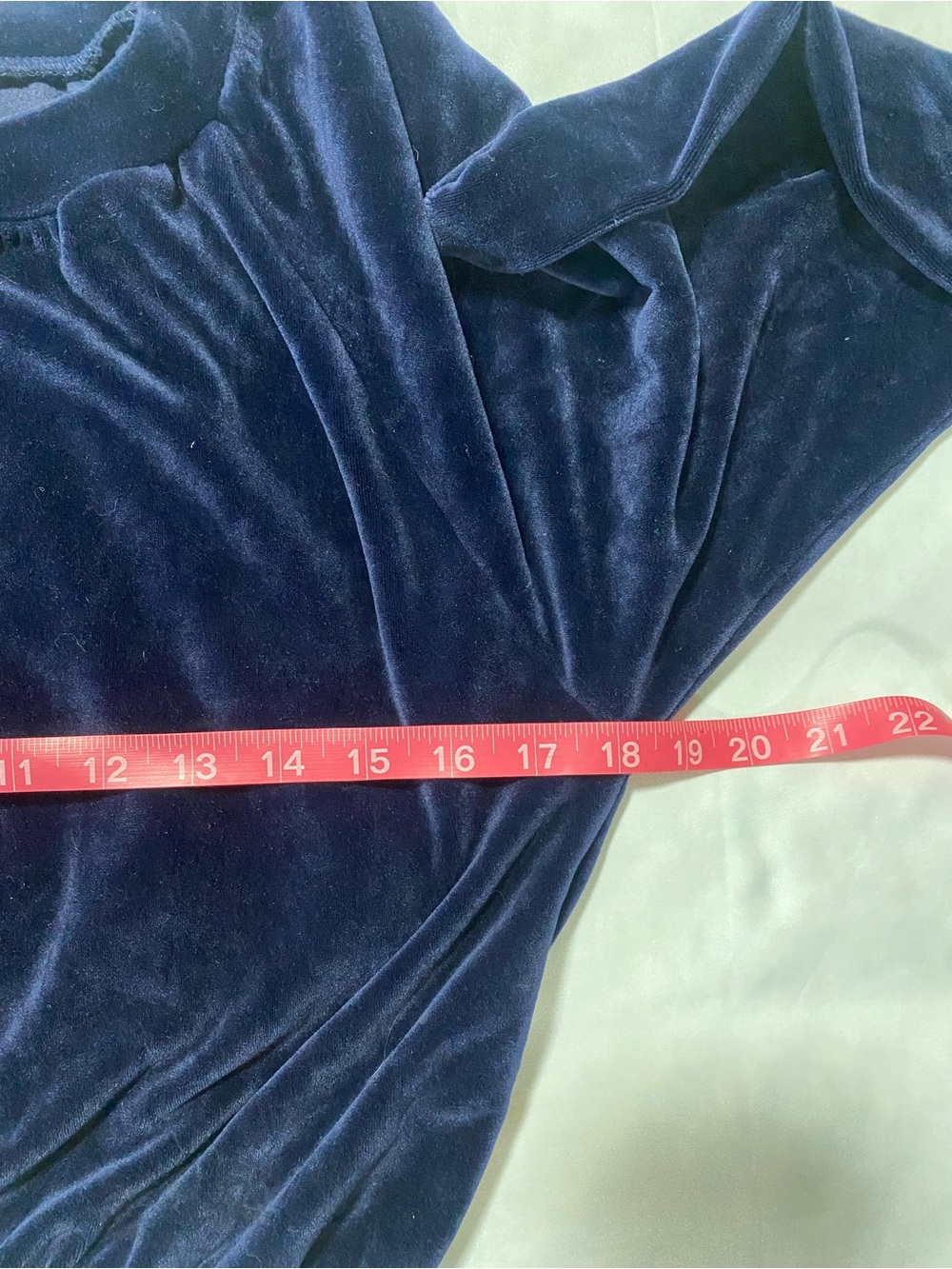 emory park Navy Velvet Cropped Henley Long Sleeve Top - Picture 4 of 7